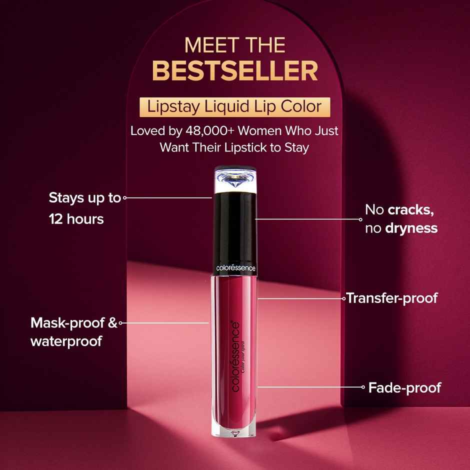Coloressence Liquid Transfer Proof Lipstick | Pink Flame | Matte Finish | Smudgeproof |Long Lasting