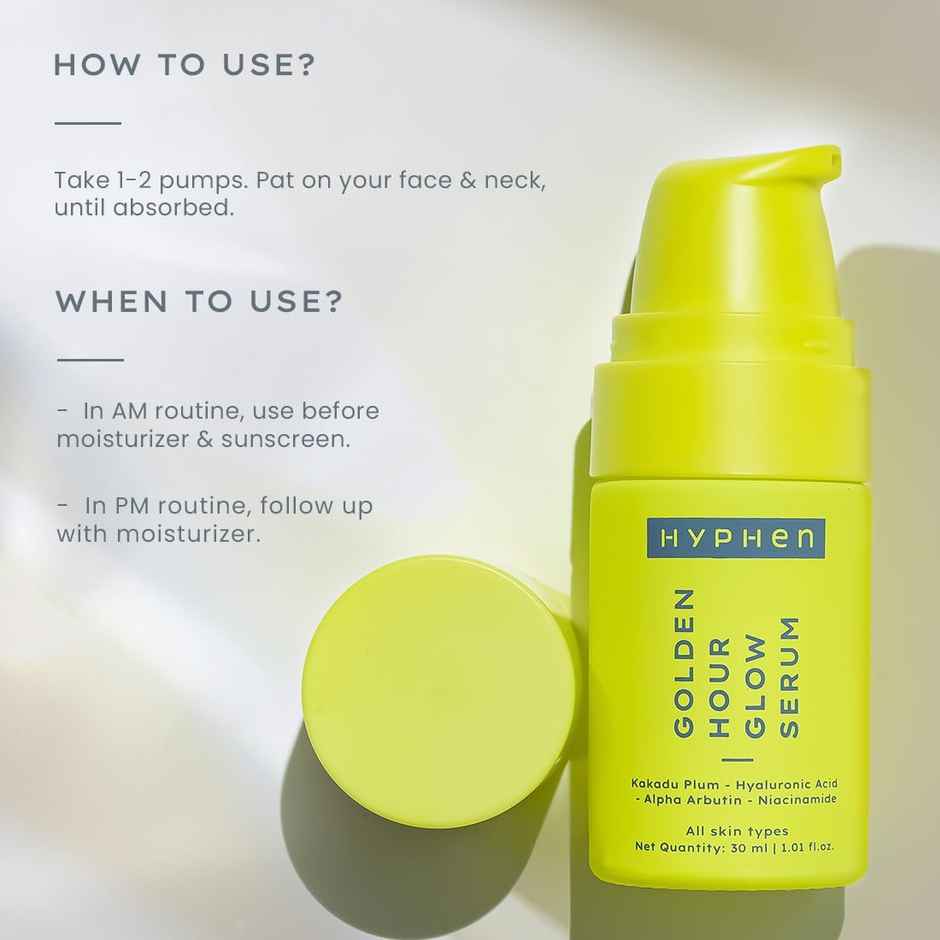 Hyphen Golden Hour Glow Face Serum With Niacinamide, Alpha Arbutin (30ml) & Hyphen 18% Brightening + 20% Collagen Double Serum | 5% Niacinamide For Dark Spots (50ml) Combo