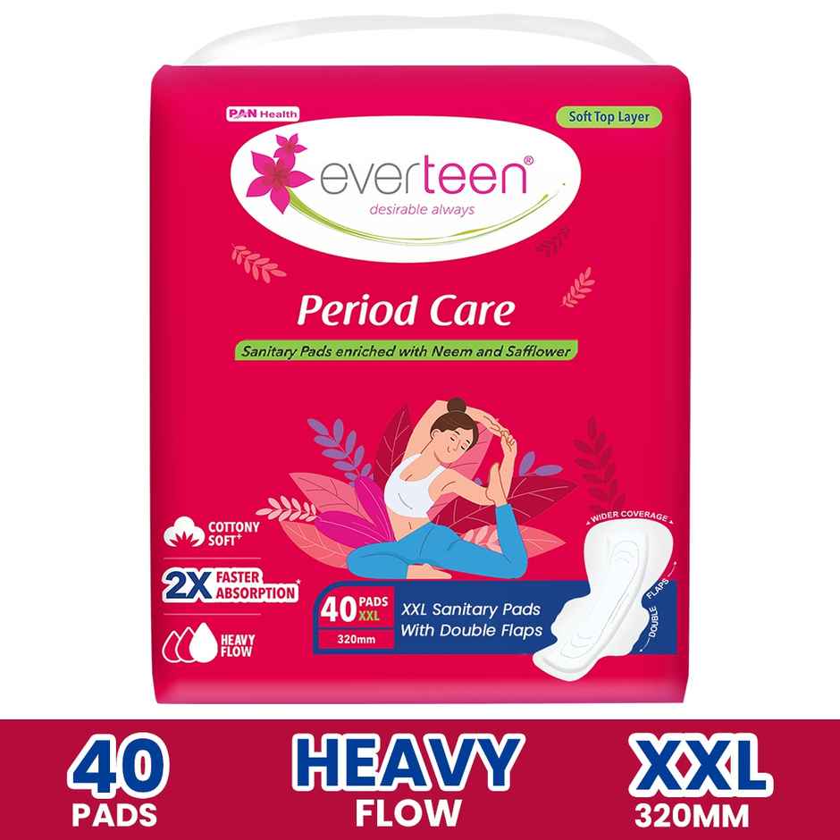 everteen Period Care Xxl Soft Sanitary Pads With Double Flaps | XXL | 40 pcs