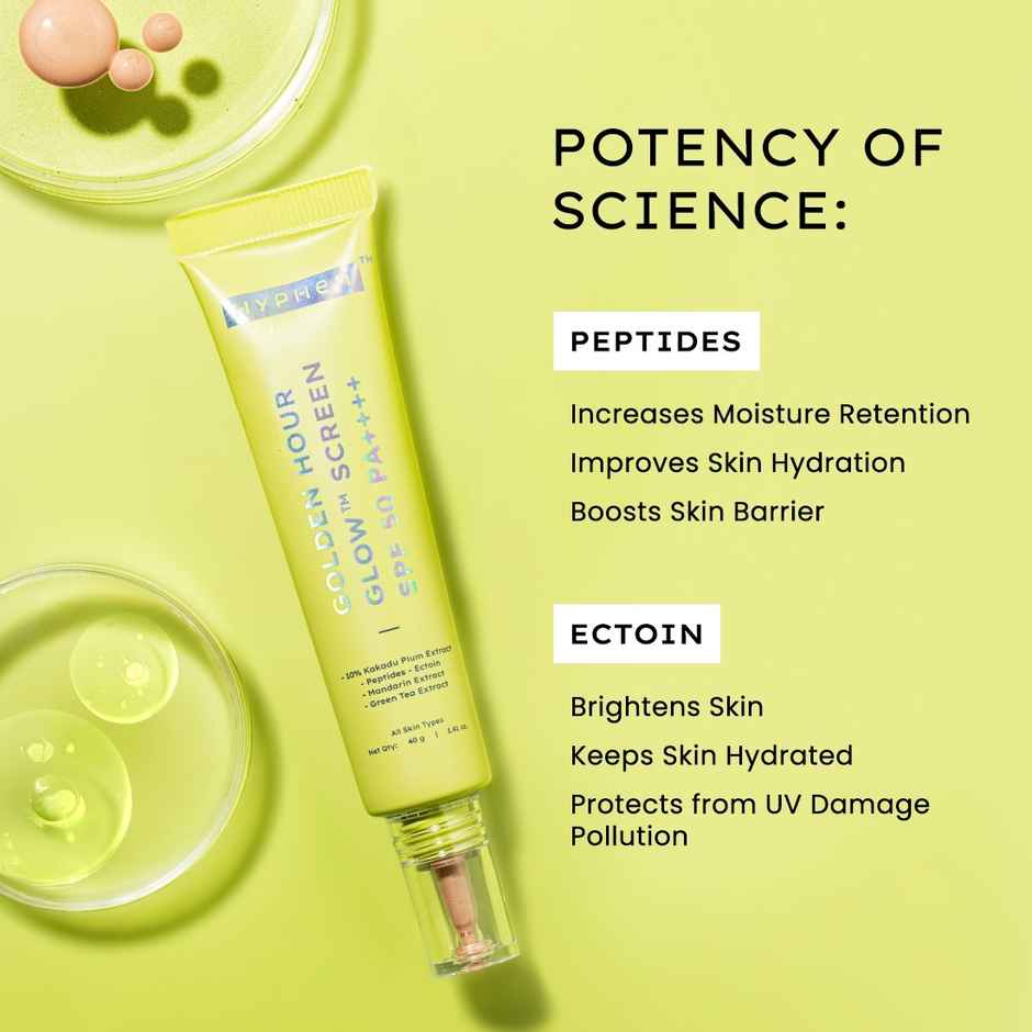 Hyphen Golden Hour Glow Sunscreen SPF 50 PA++++ for Dewy | Bright Skin| High UVA-B Protection