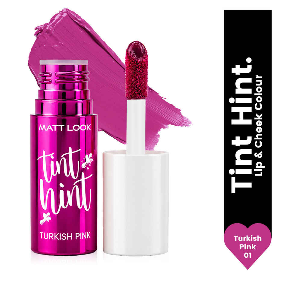 Mattlook Tint Hint Lip & Cheek Colour | Sunflower Seed Oil Infused | Turkish Pink