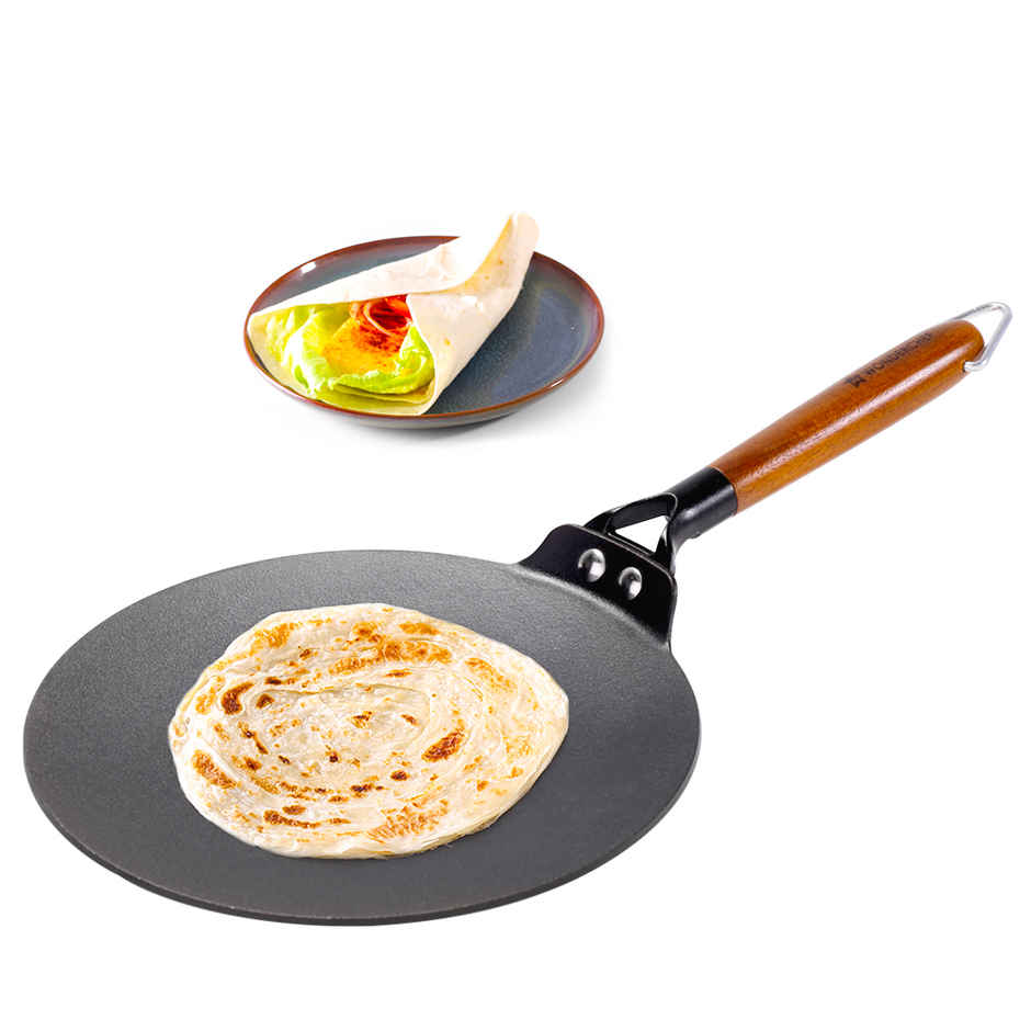Wonderchef Ferro Cast Iron Roti Tawa with Wooden Handle | 26 cm