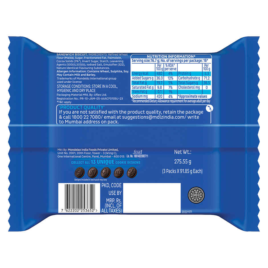 Cadbury Oreo BTS Chocolate Flavour Creme Sandwich Biscuit Family Pack