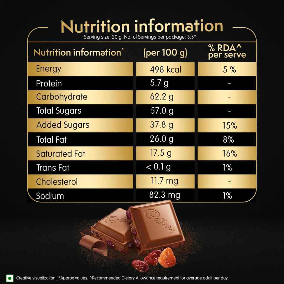 Cadbury Temptations Rum & Raisins Premium Chocolate Bar