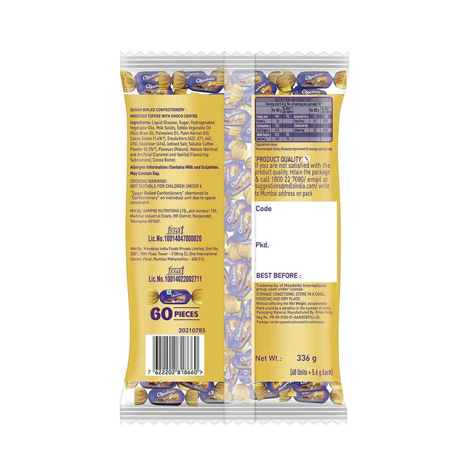 Cadbury Choclairs Gold Coffee Candy Pack | 60 Candies