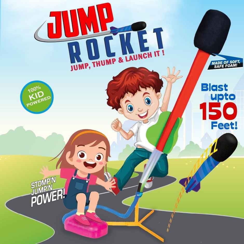 Wembley Jump Rocket Toys For Kids | 3 Foam Tipped Rockets | Flies Upto 150Ft Non-Toxic, No Battery