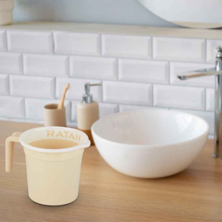 Ratan Plasticware Gloria Bath Mug | 1.5 L | Twist Beige | Pack Of 1