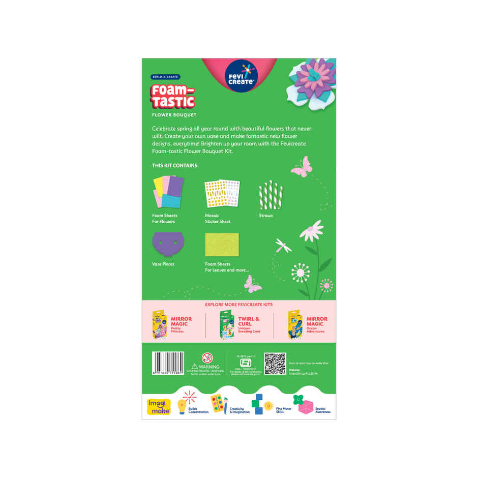 Fevicreate Flower Bouquet Craft Kit | Birthday Return Gifts for Kids | 5+ Years