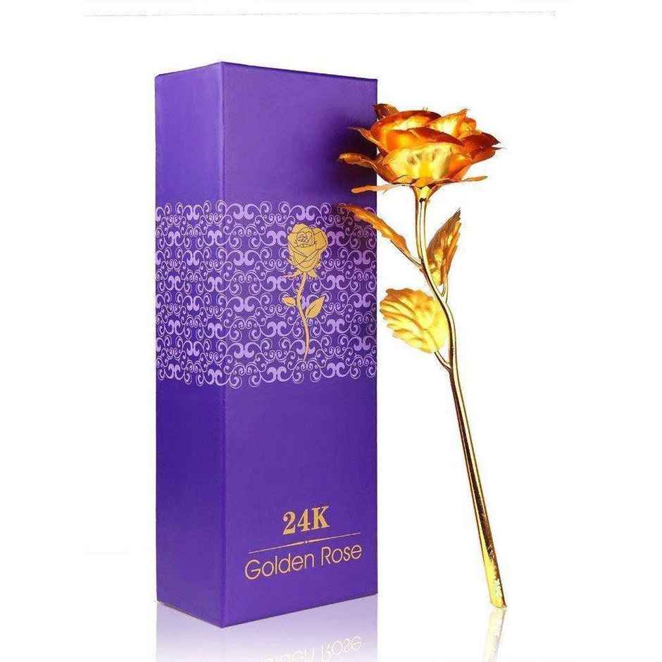 Gold Plated Rose Flower with Box Valentine Gift for Couples | Perpetual Mart