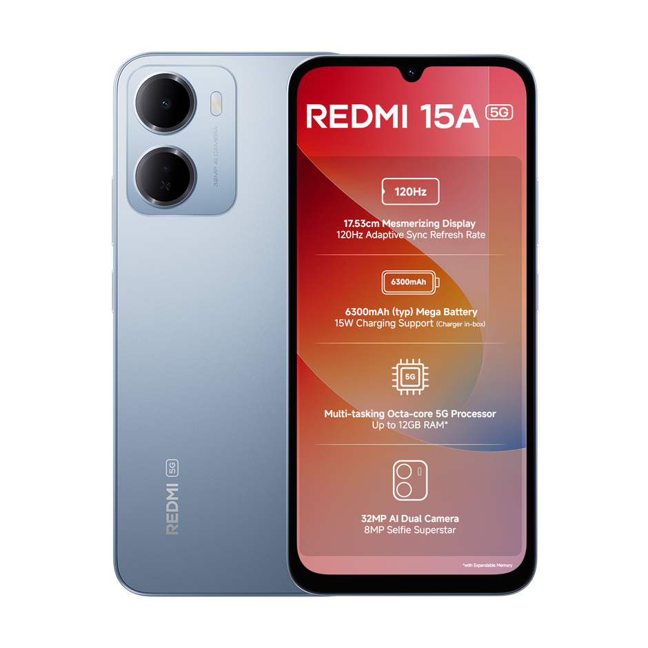 Redmi 15A 5G | 4GB RAM | 64GB Storage | Awesome Blue