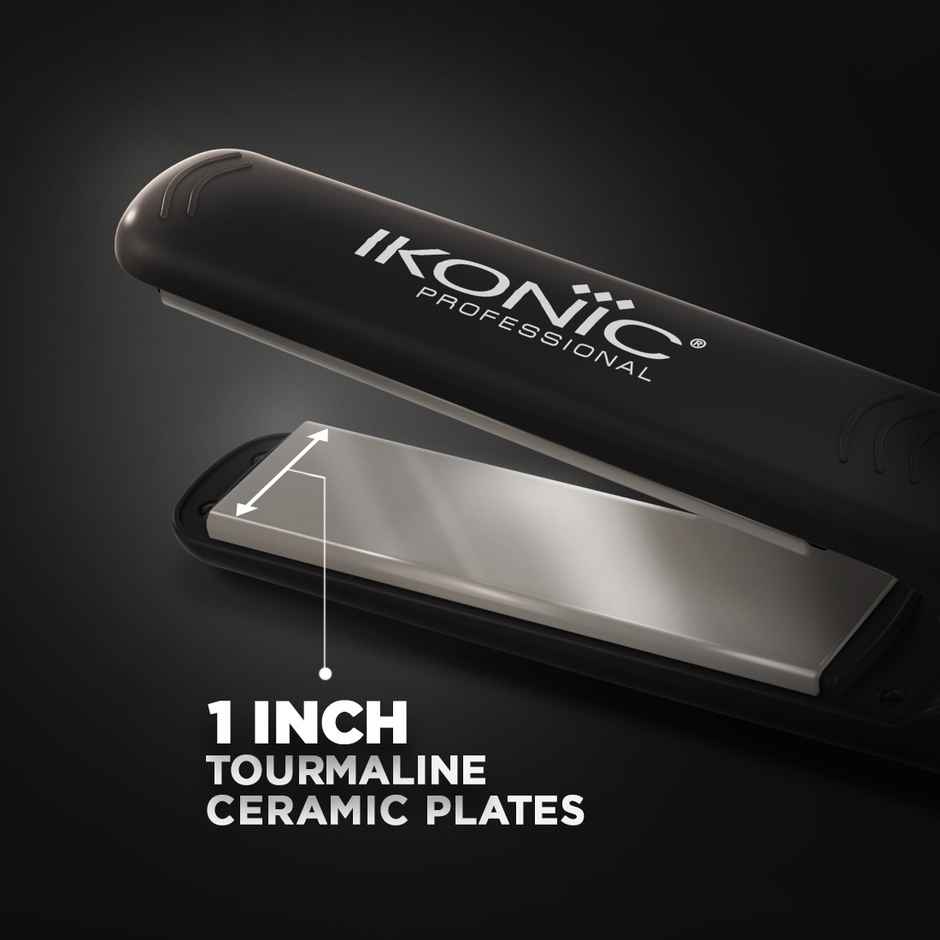 Ikonic Pro Straight Hair Straightener, Black, Floating Ceramic Plates, Overheat Protection