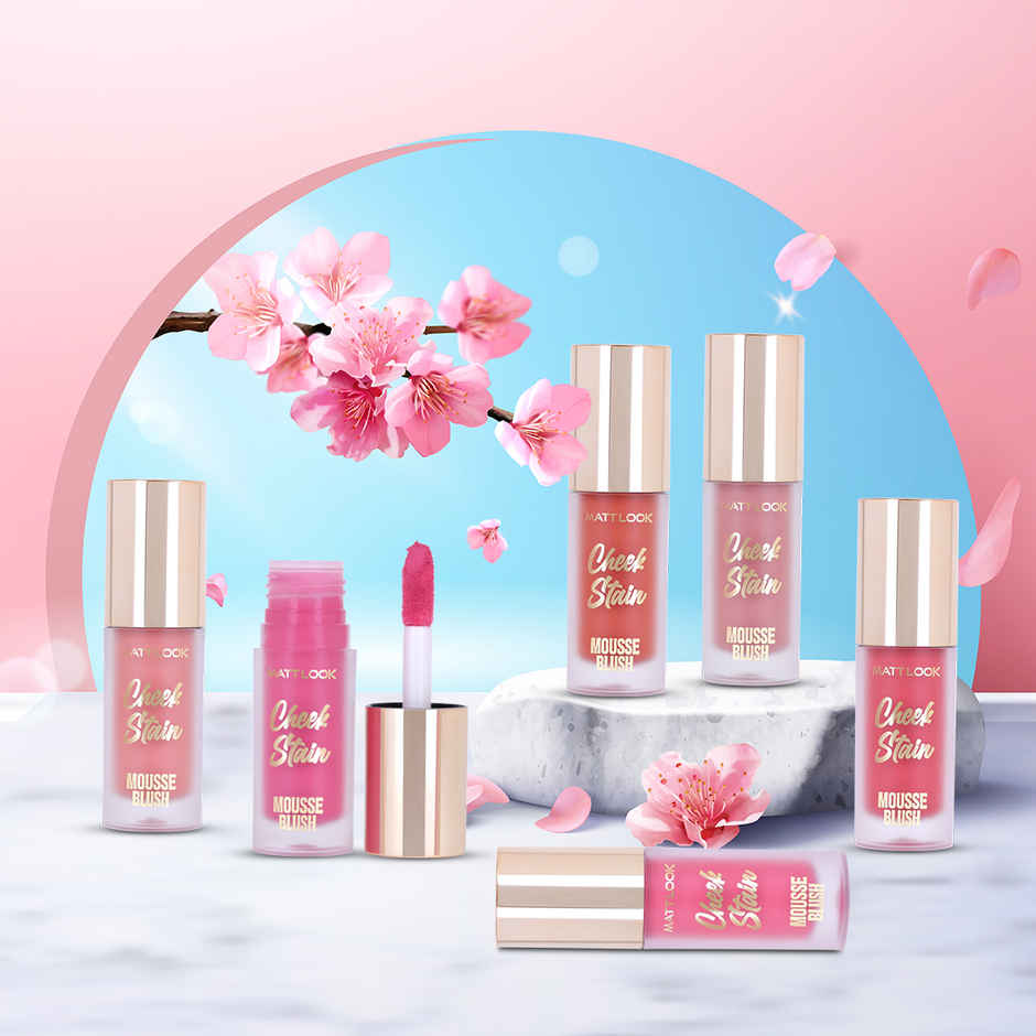 Mattlook Cheek Stain Mousse Face Blush | Hyaluronic Acid & Vitamin E | Long Lasting | Go Pink 02
