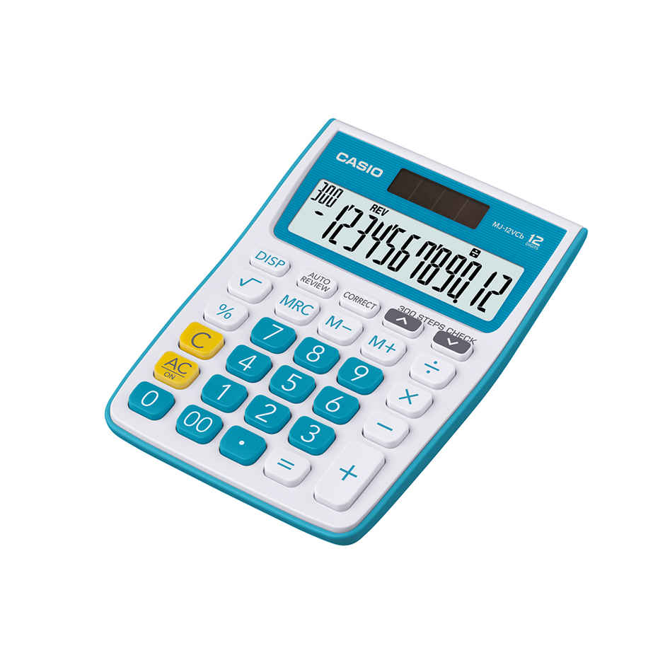 Casio MJ-12VCb-BU 300 Steps Check & Correct Colourful Desktop Calculator | Blue