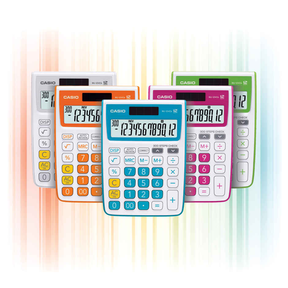 Casio MJ-12VCb-BU 300 Steps Check & Correct Colourful Desktop Calculator | Blue