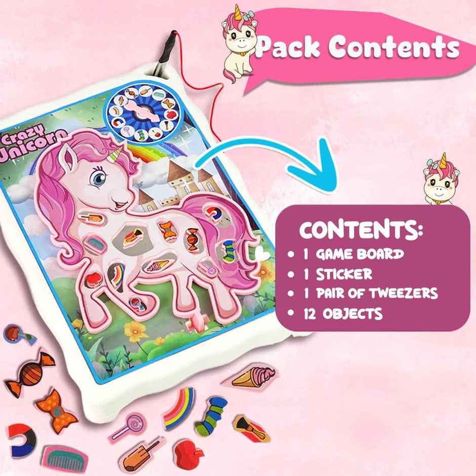 Wembley Crazy Unicorn Operation Game Board with Stickers The Objects Interactive Activity Toy