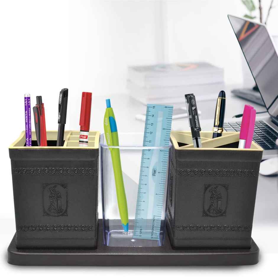 Flair Galaxy Desk Organizer - Brown, 3-Compartment Cutlery Stand