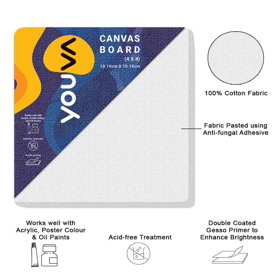 Navneet Youva |Canvas Board |4x4 inch | Pack of 3