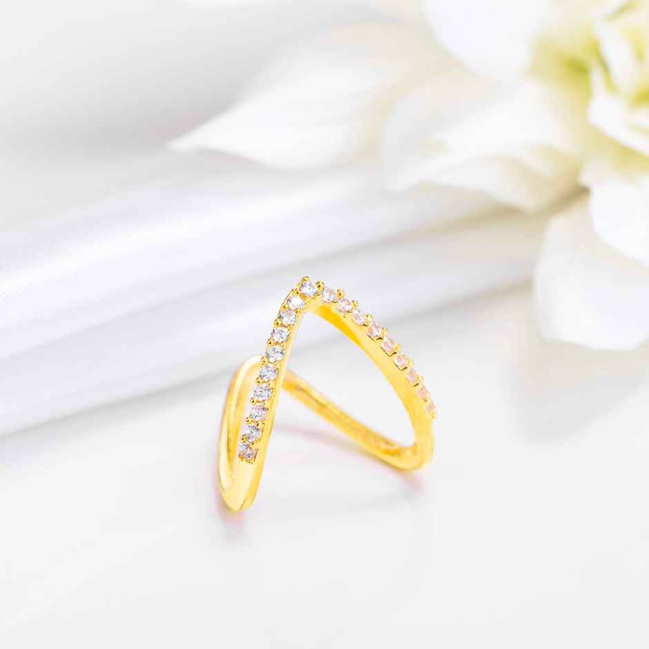 Zavya Abstract CZ Gold Plated 925 Sterling Silver Ring