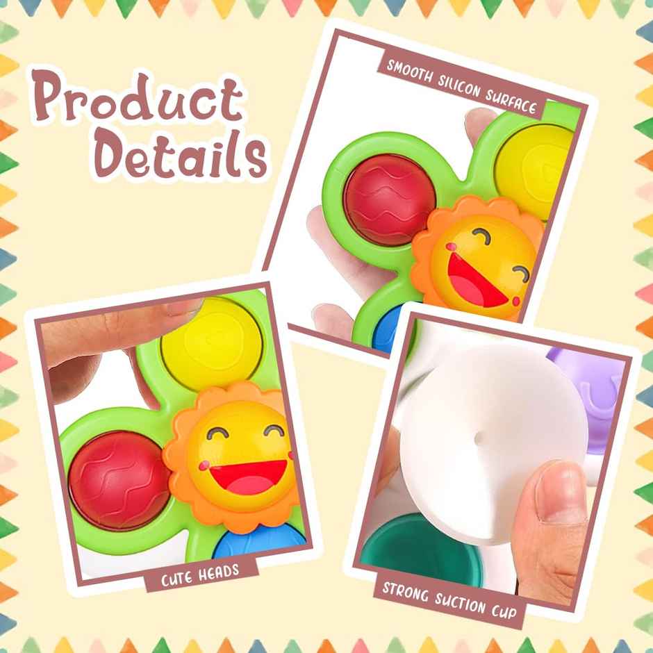 Wembley Baby Bath Toys 3 Pcs Suction Cup Spinner Toy For Baby Toddlers Sensory Toys For Kids