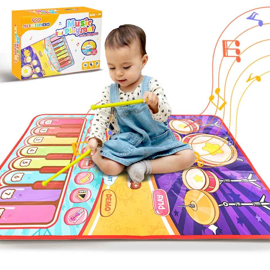 Wembley 2 in 1 Musical Mat for Kids Piano Play Drum Mat Musical Keyboard with 8 Instrument Sounds