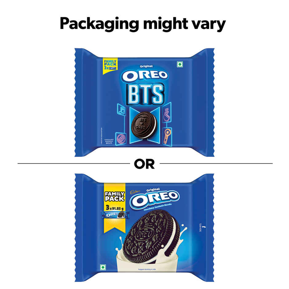 Cadbury Oreo BTS Vanilla Flavour Creme Sandwich Biscuit Family Pack