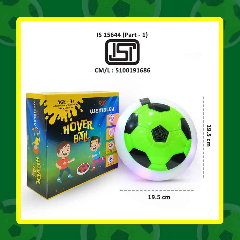 Wembley C-Type Usb Rechargeable Battery Powered Hover Football Indoohover Ball Soccer - Green