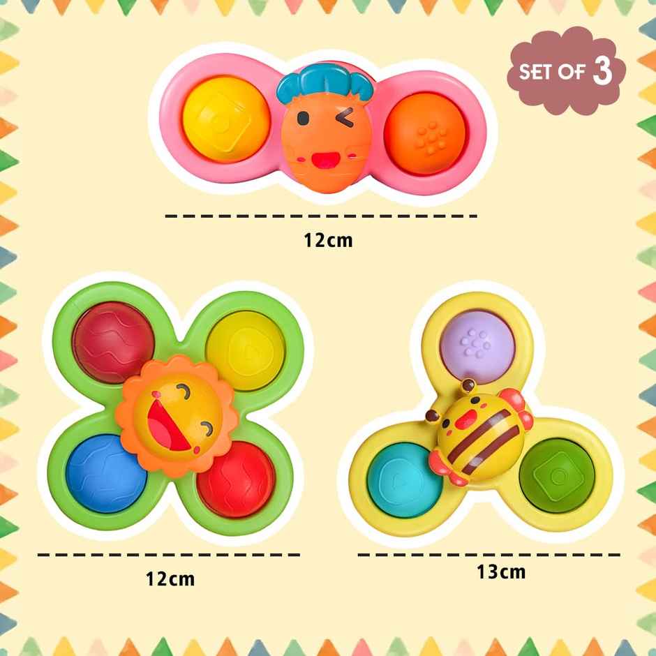 Wembley Baby Bath Toys 3 Pcs Suction Cup Spinner Toy For Baby Toddlers Sensory Toys For Kids