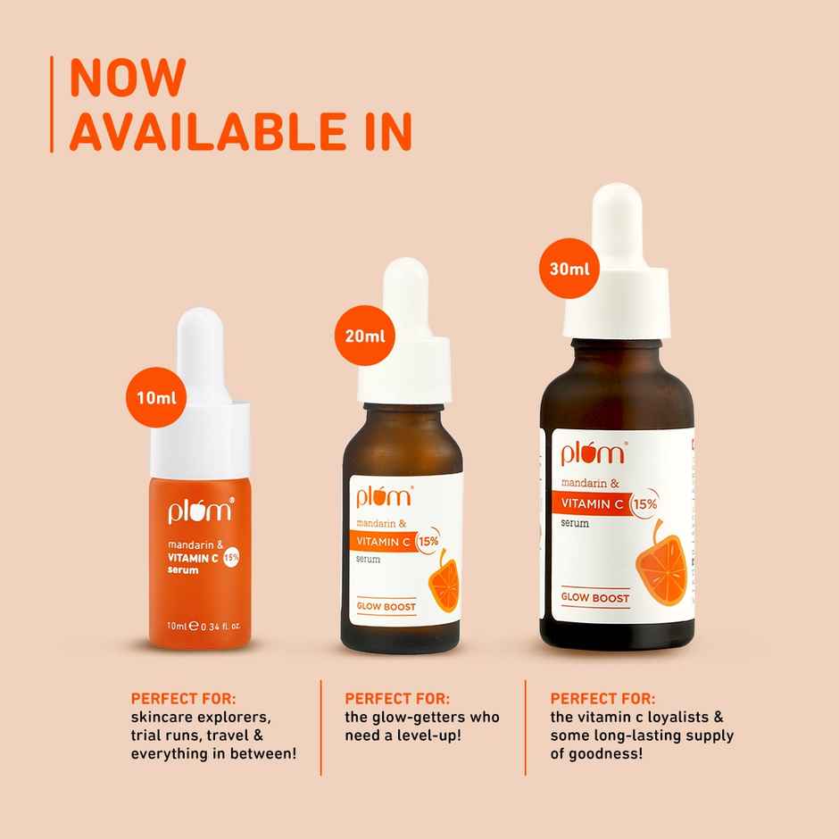 Plum 15% Vitamin C Face Serum With Mandarin (20ml) & Plum 10% Niacinamide Face Serum With Rice Water (15ml) Combo