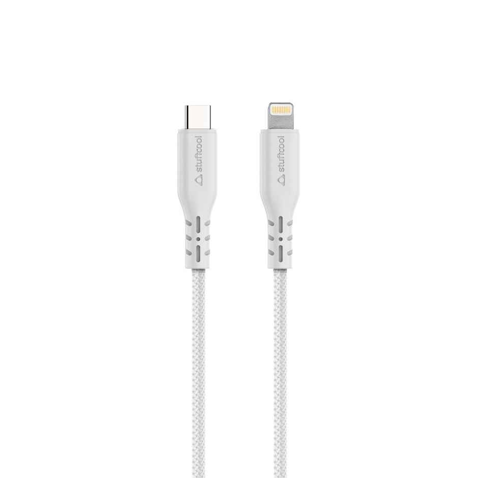Stuffcool Alto TYpe-C To Lightning Charging Cable - White | Braided and Fast Charging | Super Flexible