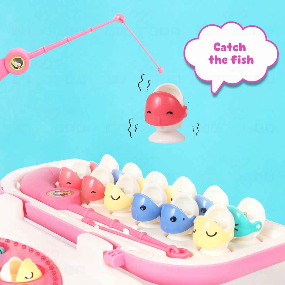 Wembley Magnetic Rechargeable Fishing Game for Kids Fish Catching Board Game | Pink