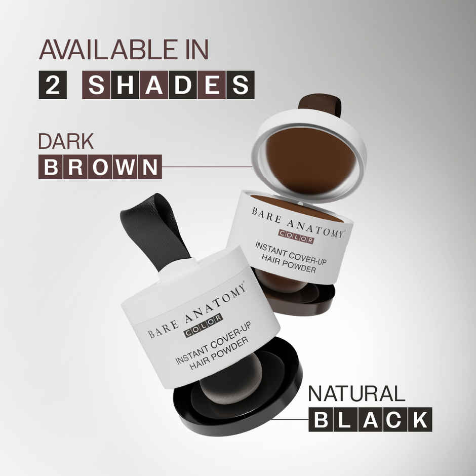 Bare Anatomy Instant Cover-Up Hair Powder | Seamless Natural Finish | Brown Color Hair Powder