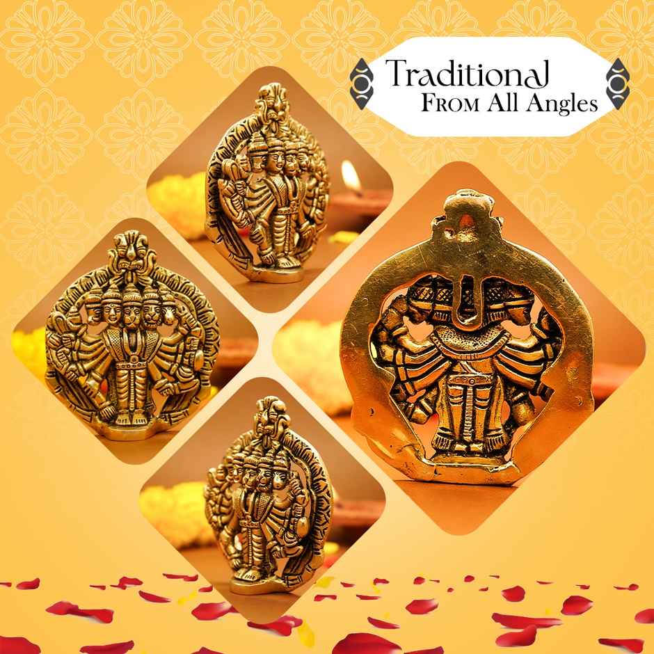Ekhasa 100% Pure Brass Panchmukhi Hanuman | Size: 10 cm | Panchmukhi Hanuman Murti