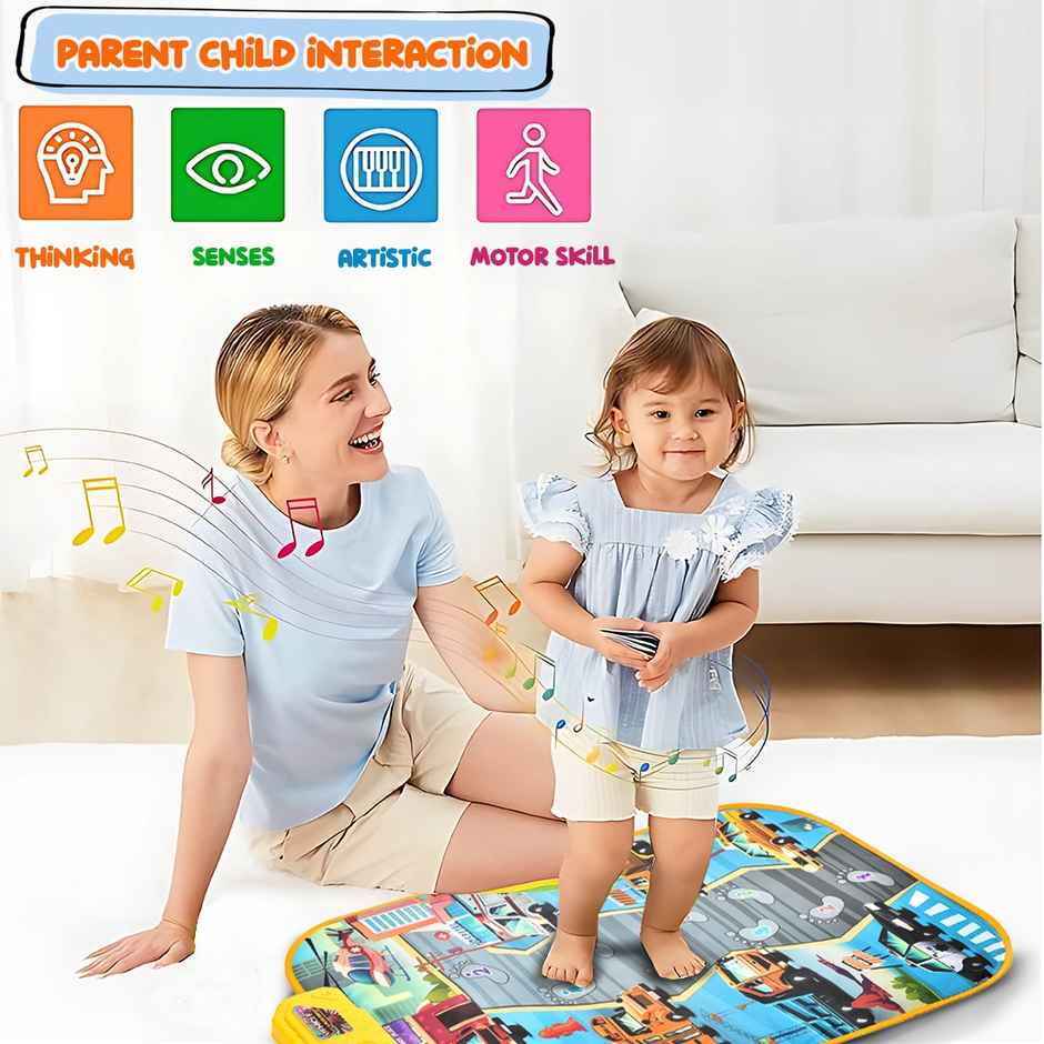 Wembley Transport Musical Mat for Kids Baby Piano Play Mat Musical Keyboard with 8 Vehicle Sounds