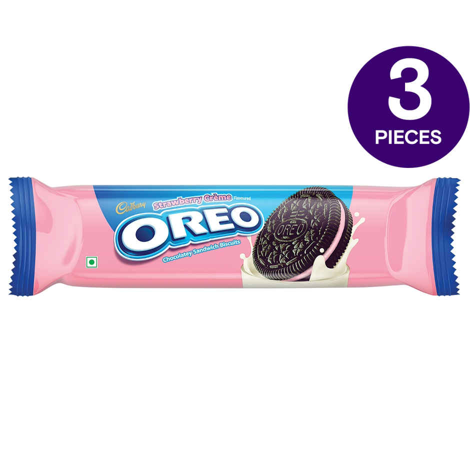 Cadbury Oreo Strawberry Flavour Cream Sandwich Biscuits | Trans Fat-free Combo