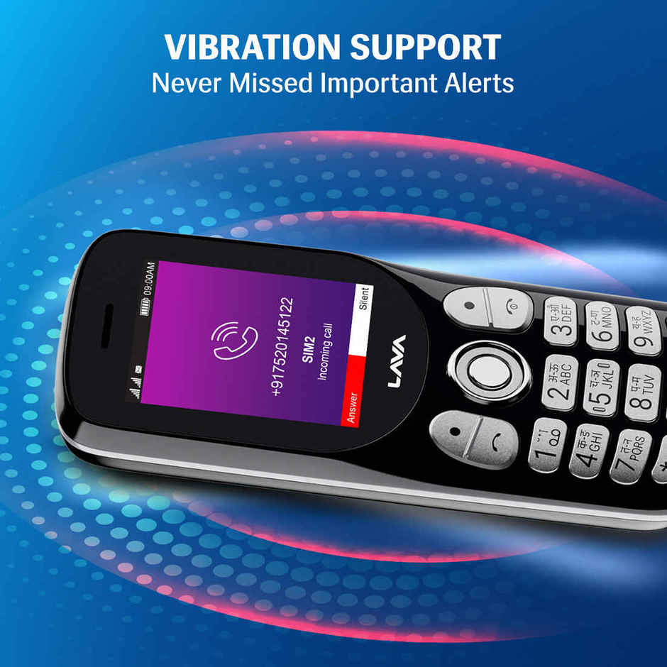 Lava A1 Tejas Dual SIM Keypad Phone | 2 Inch Display | AI Battery | FM Radio | MP3 Player | Black