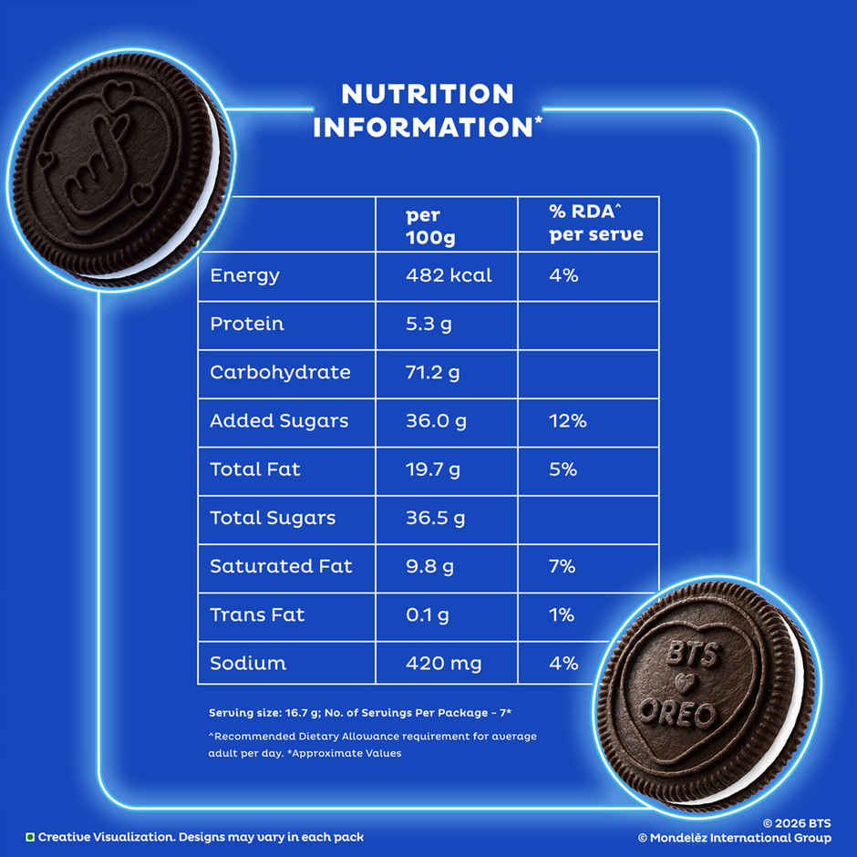 Cadbury Oreo BTS Chocolate Flavour Creme Sandwich Biscuit