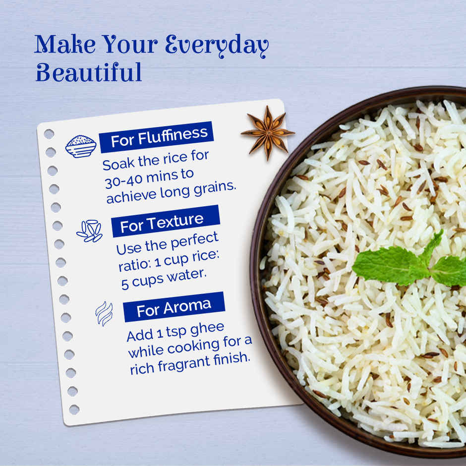 Zeeba Everyday Basmati Rice | Perfect for Everyday Cooking | Cooked length upto 14mm