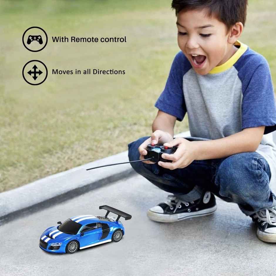 Wembley Remote Control Car 1:24 Scale Type-C Usb Rechargeable Racing Rc Car For Kids-Blue & White