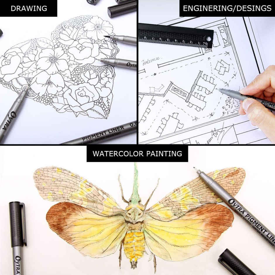 Oytra Black Fineliners Pigment Pens