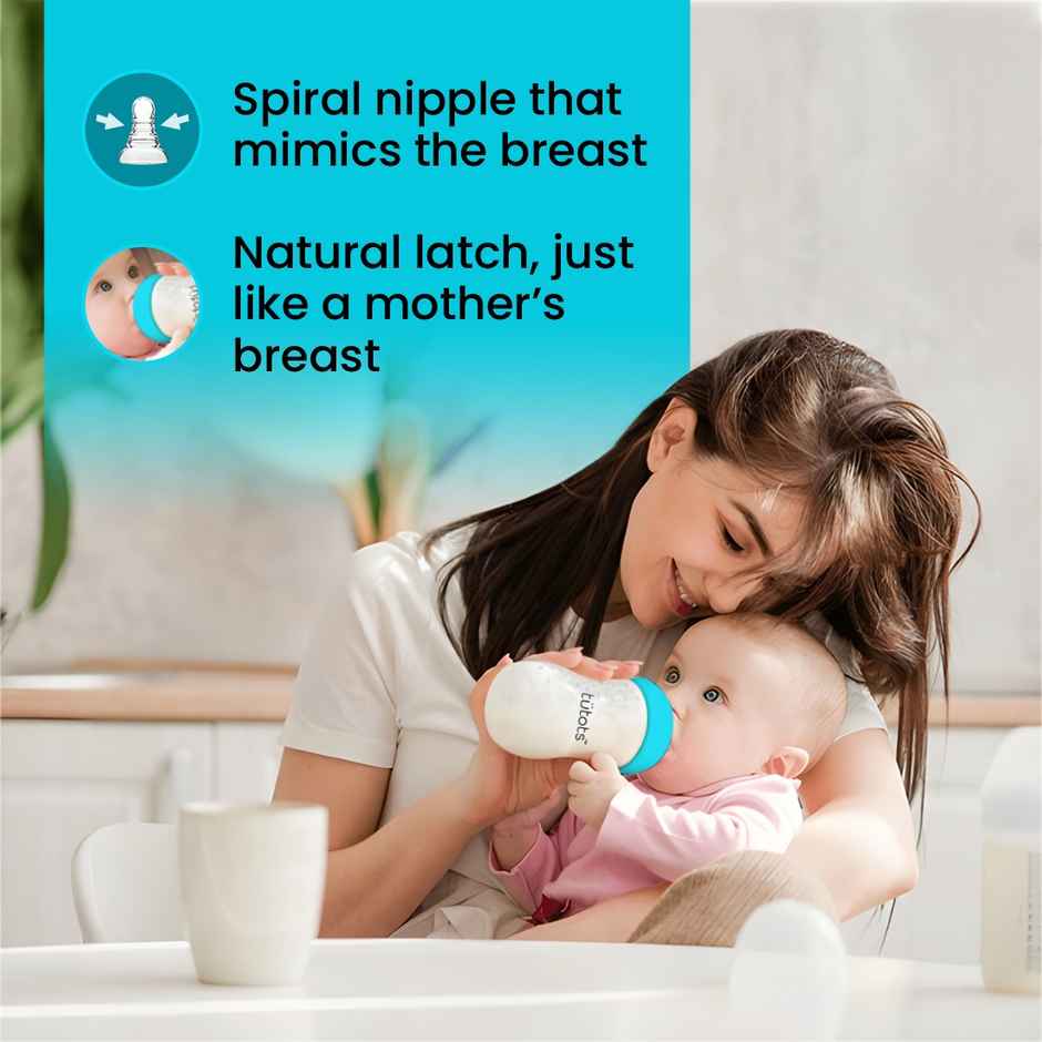 tutots Feeding bottle with Spiral Nipple with Comfort Petals | Blue