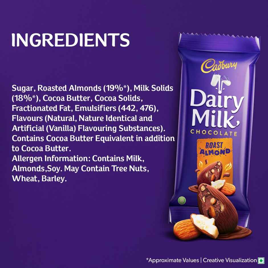 Cadbury Dairy Milk Roast Almond Chocolate Bar Pack