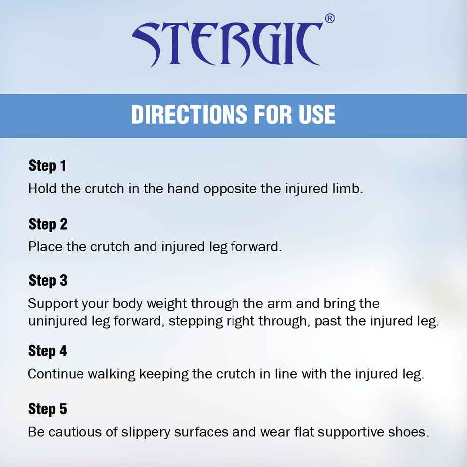 Stergic Next Adjustable Walking Crutches With Height Adjustability, Elbow Support & Arm Cuff