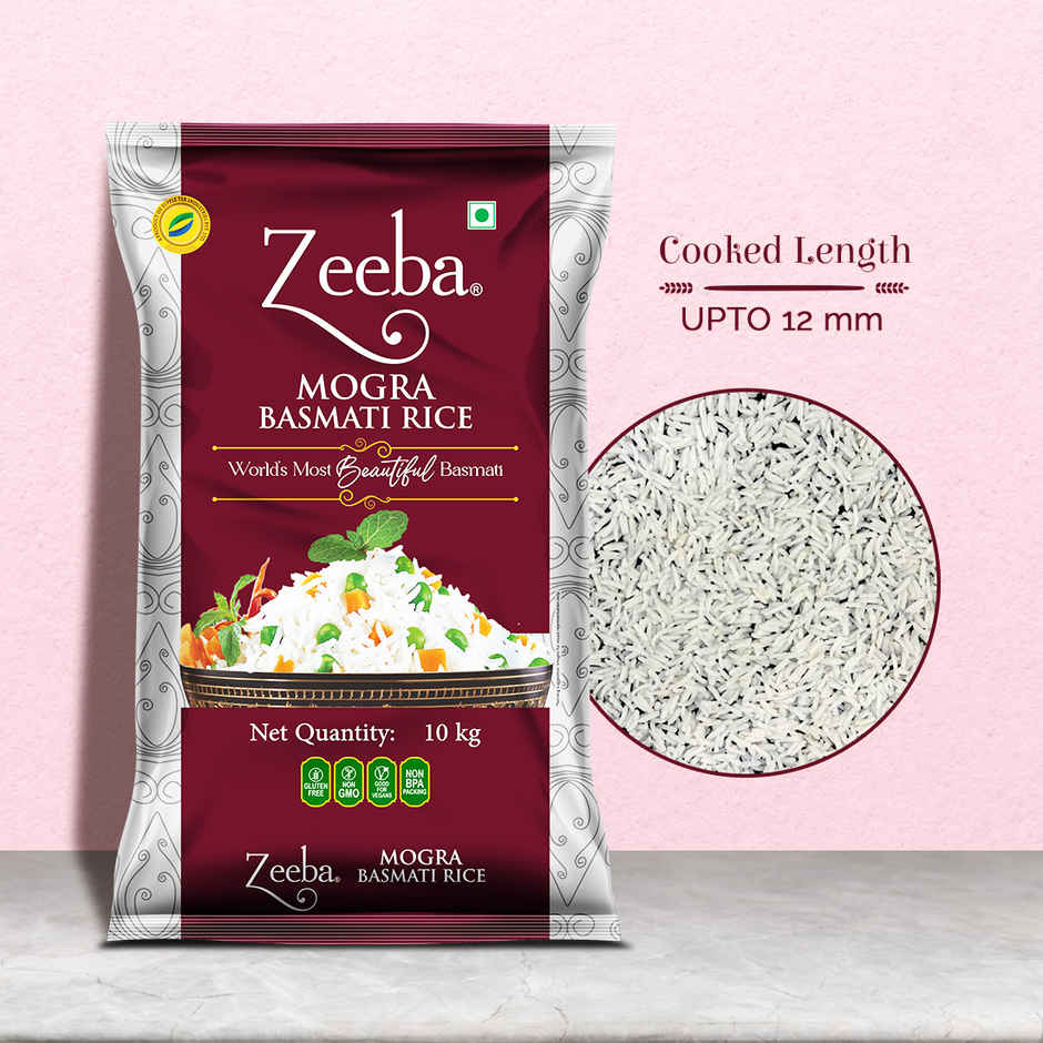 Zeeba Mogra Basmati Rice | Broken/Tuta Basmati Rice for all Dishes | Cooked length upto 12mm