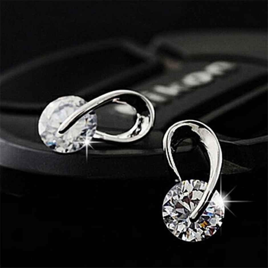 Shining Diva Fashion Women's Silver Plated Platinum Plated Stylish Crystal Stud Earrings Rrsd9826er