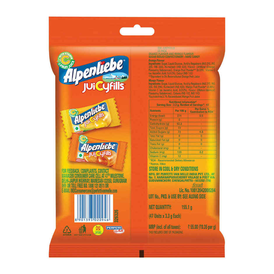 Alpenliebe Juicyfills Orange & Mango Assorted Candy