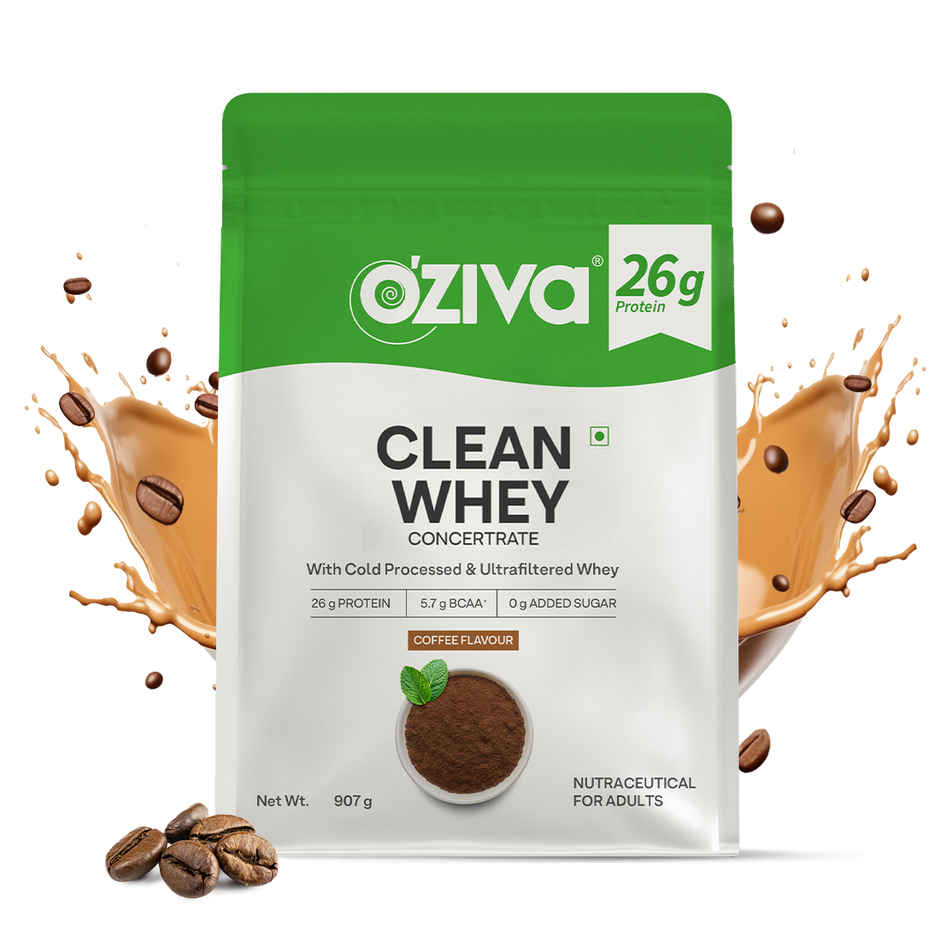 Oziva Concentrated Clean Whey  Protein Powder (Coffee) , 26g Protein | Cold Pressed 