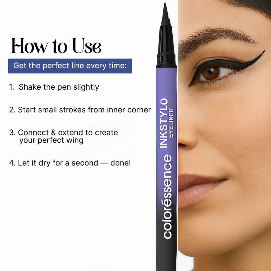 Coloressence Ink Stylo Sketch Pen Eyeliner | Black|Waterproof|Smudgeproof|Quick Dry|Long Lasting