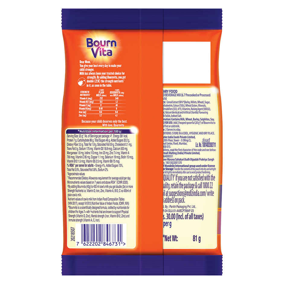 Bournvita Chocolate | Cereal Based Drink Mix Pouch