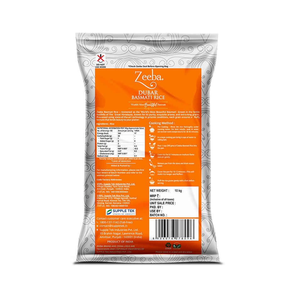 Zeeba Dubar Basmati 1121 Steam | Short Grain