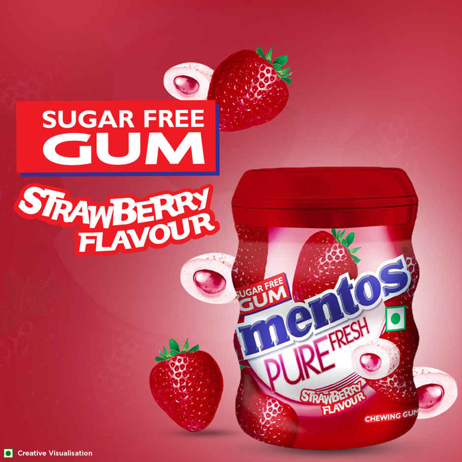 Mentos Pure Fresh Sugarfree Strawberry Chewing Gum Bottle